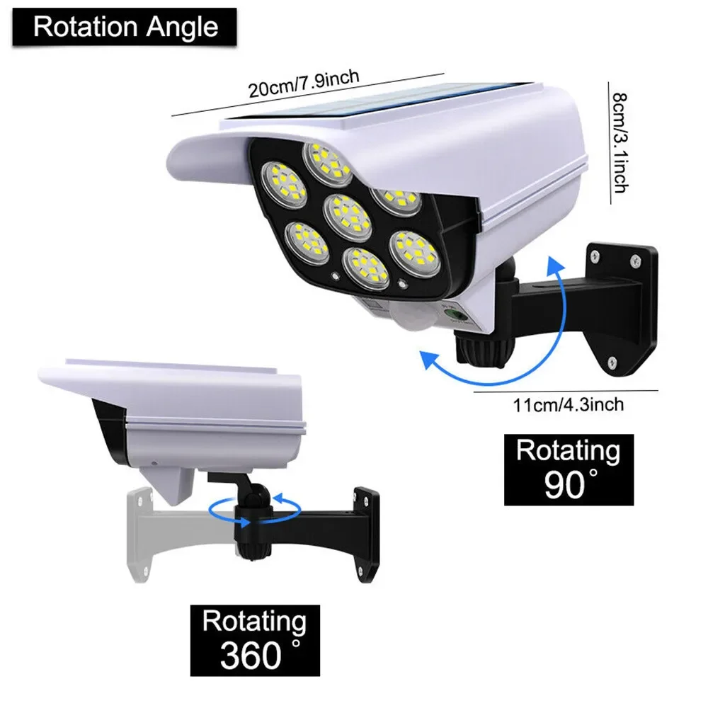 Solar Garden Lamp Outdoor Solar Light Motion Sensor Security Dummy Camera Wireless Flood Light IP65 Waterproof 77 LED Lamp 3 Mode For Home Garden