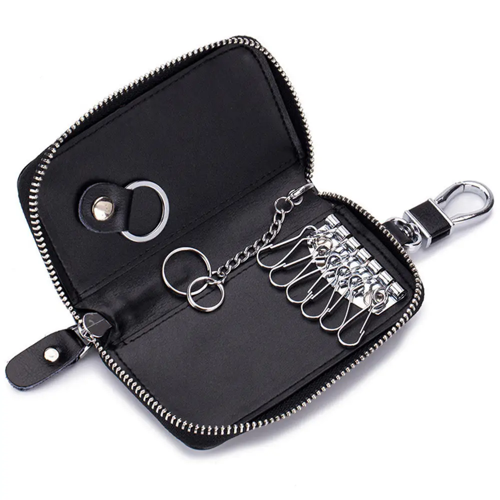 Men Leather Zipper Key Case Fashion Multifunctional Car Key Organizer Card Bag Wallet Keychain Split Wallet Holder Organizer key case key holder key organizer key purse