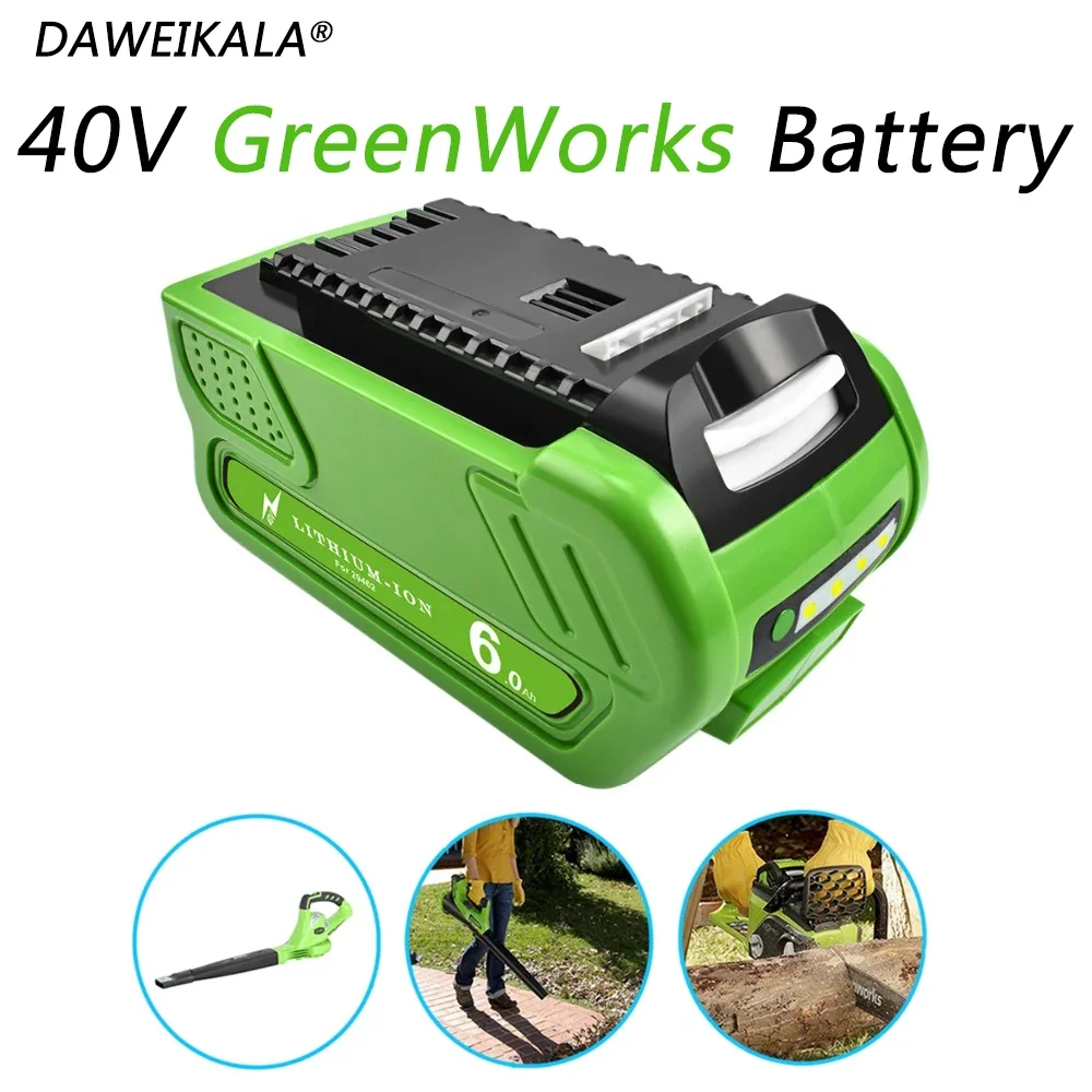 Batteria Ricaricabile Agli Ioni Di Litio 40V 18650 40V 6000Mah Per Greenworks 29462 29472 29282G-Max Gmax Tosaerba Batteria Per Utensili Elettrici