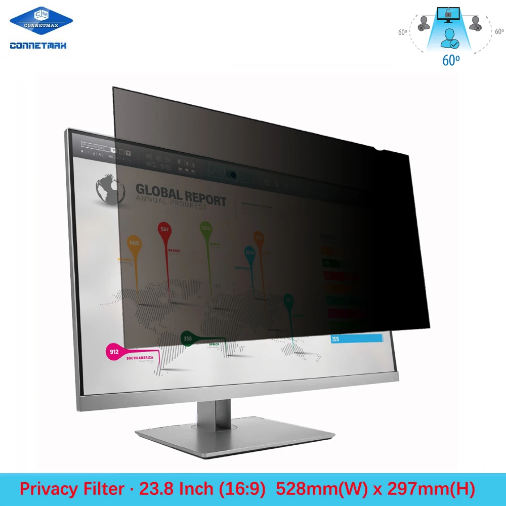 Monitor Screen Film 23.8 inch Privacy Filter Screen Protector Film for Widescreen Desktop Monitors 16:9 Ratio