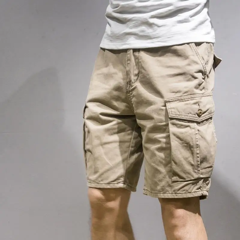 Pantaloncini Cargo Da Uomo Con Tasche, Multitasche, Elasticizzati In Vita, Tinta Unita, Leggeri, Traspiranti, Nero , XL - Foto 8