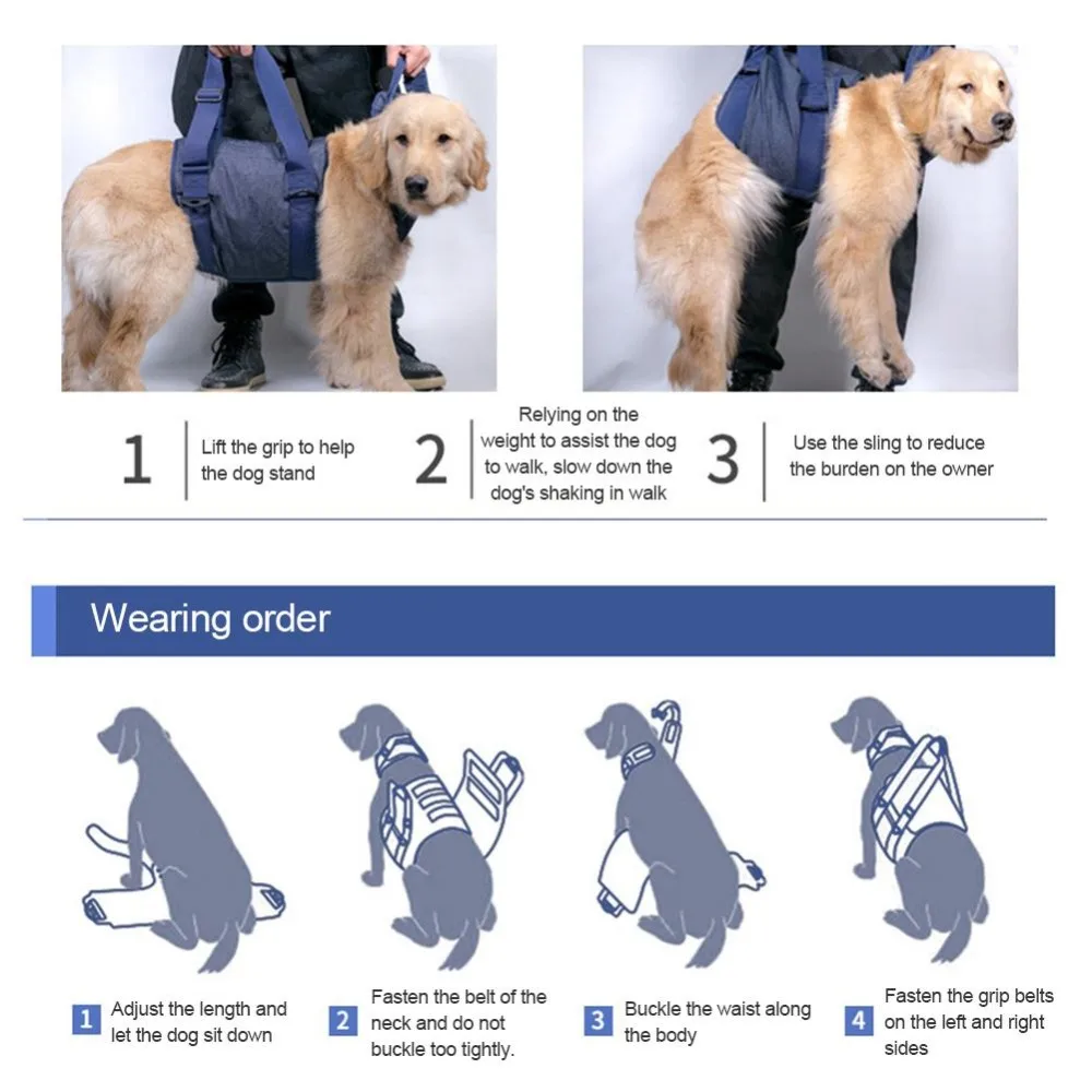 Adjustable Pet Dog Harness Auxiliary Belt Rehabilitation Vest Help Walking Dogs Balance Elderly Dogs Safety Walking Aided Strap