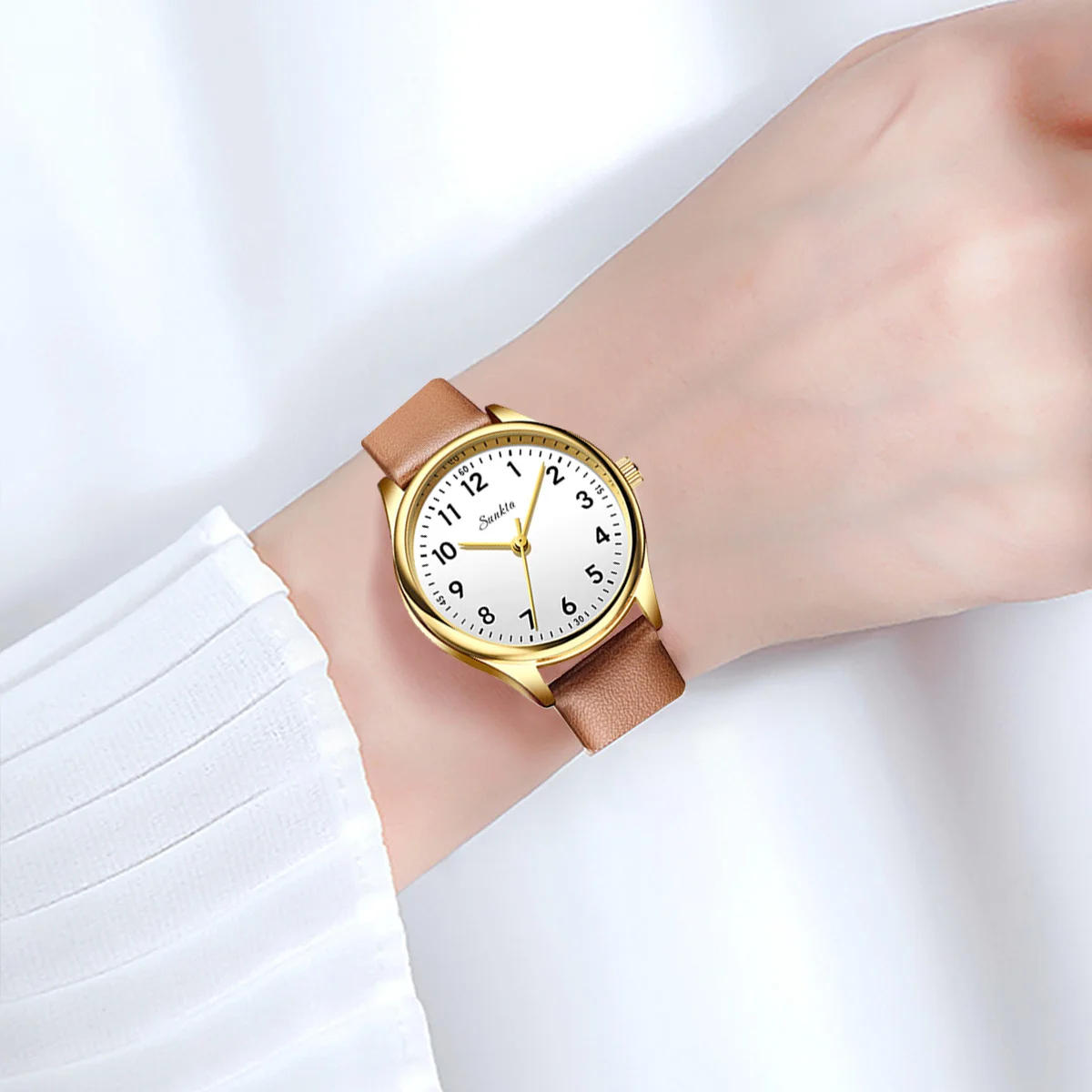 Luxury Women's Quartz Wristwatch with Leather Strap – Elegant Fashion Gift