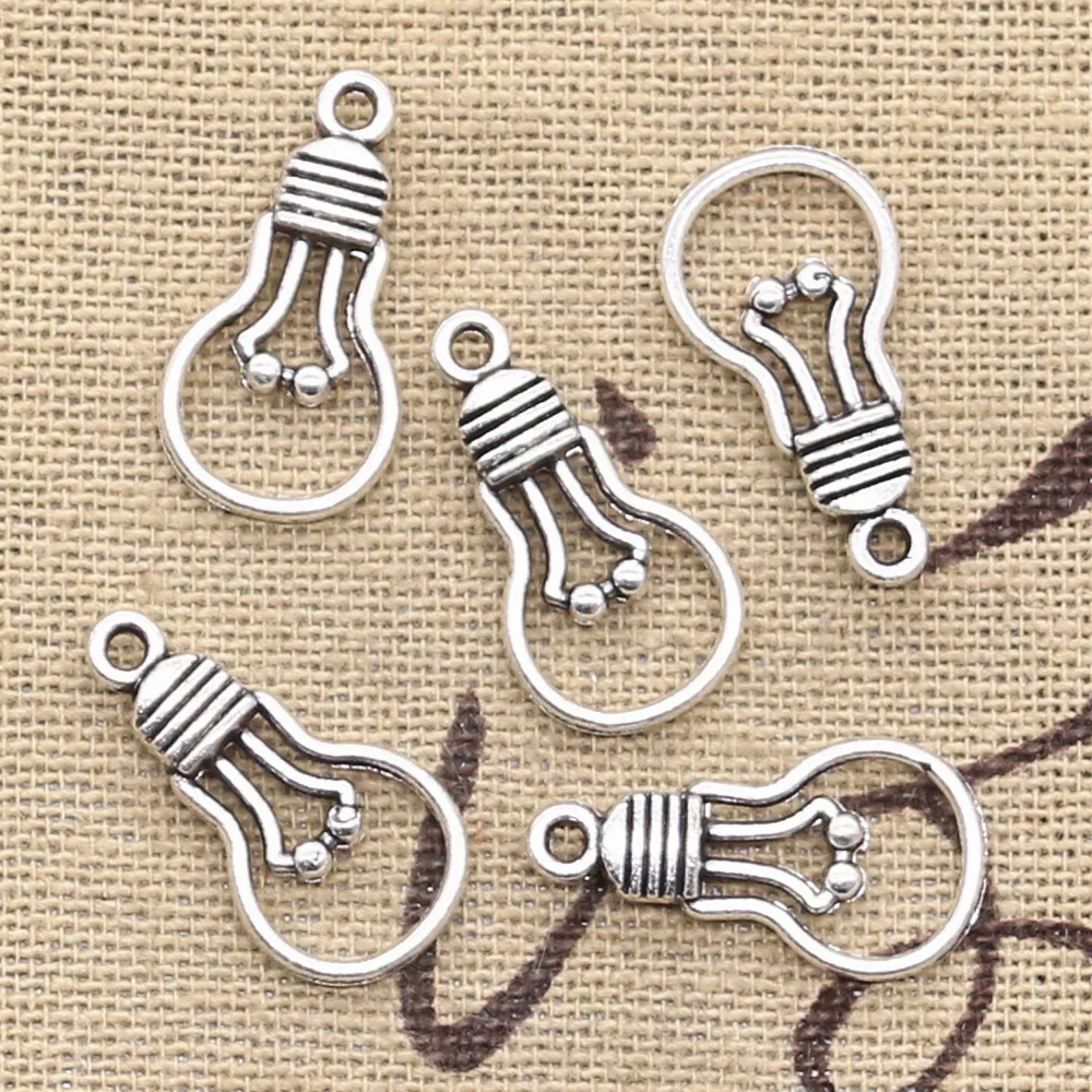 50 stücke Charms Glühbirne 21x11mm Antike Bronze Silber Farbe Anhänger DIY Handwerk, Die Entdeckungen Handmade Tibetischen schmuck