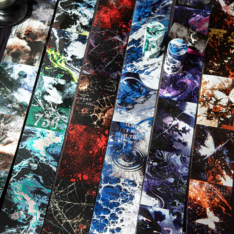 Mr.Paper 오버사이즈 다크 고딕 와시 테이프, 무디 버터플라이 & 추상 배경 장식 테이프(스크랩북킹 및 이타백 DIY용)