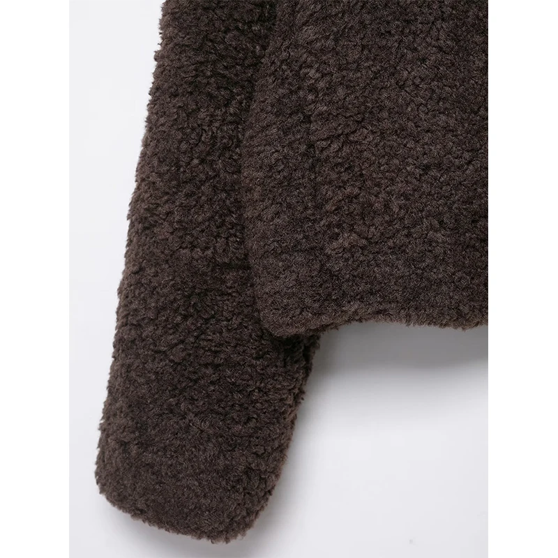 Women's Thick Warm Lamb Fleece Cropped Jacket Coat Long Sleeve Zipper High Collar Winter Jackets For Women Casual New Outerwear