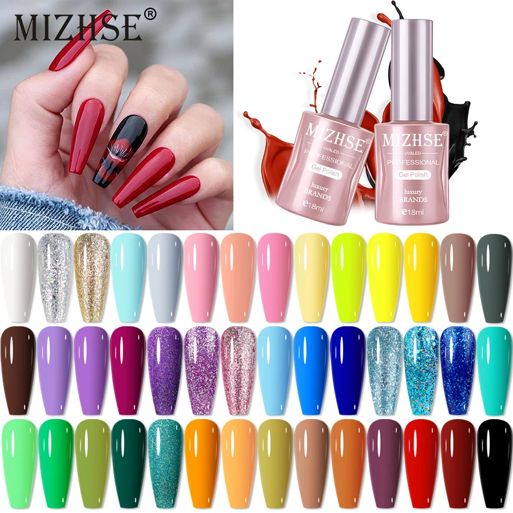 Mizhse 18ml Gel Nail Polish Semi Permanent Enamel Uv Led Gel Varnish Hybrid Nail  Polish For Nail Art Manicure Base And Top Coat - Nail Gel - AliExpress