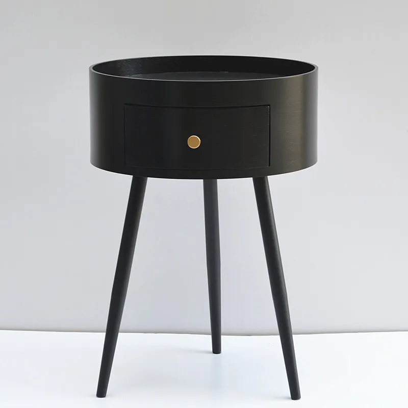 

Nordic Style Three Legs Bedside Table Bedroom Wooden Nightstand Light Luxury Simple Small Round Table Desk Lockers Coffee Table