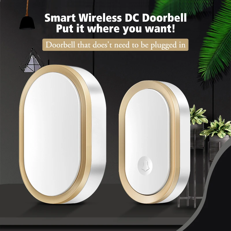 CACAZI USB or Battery Powered Home Waterproof Wireless Doorbell300M Smart Home Door Bell Chime Kit LED Flash Security Alarm