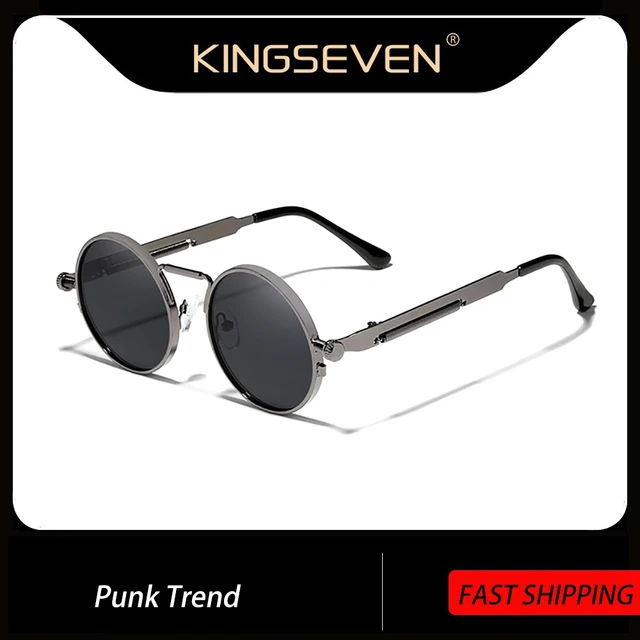 KINGSEVEN haute qualité gothique Steampunk lunettes de soleil polarisées hommes femmes marque concepteur Vintage rond métal cadre lunettes de soleil 1