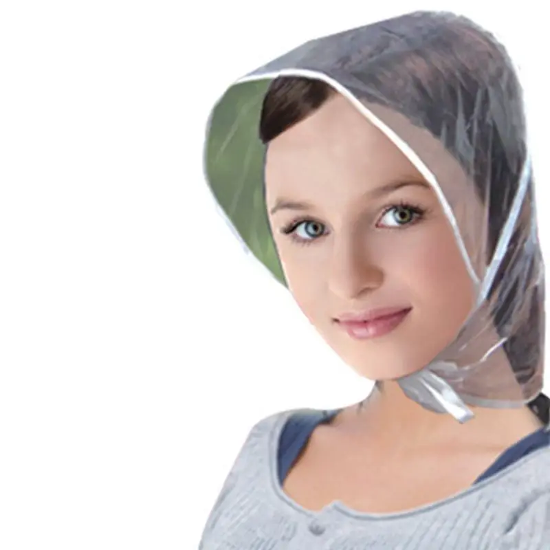 

Waterproof Rain Bonnet Hat with Full Cut Visor Plastic Clear Transparent Protect Hairstyle Cap for Men Women Unisex 10CF