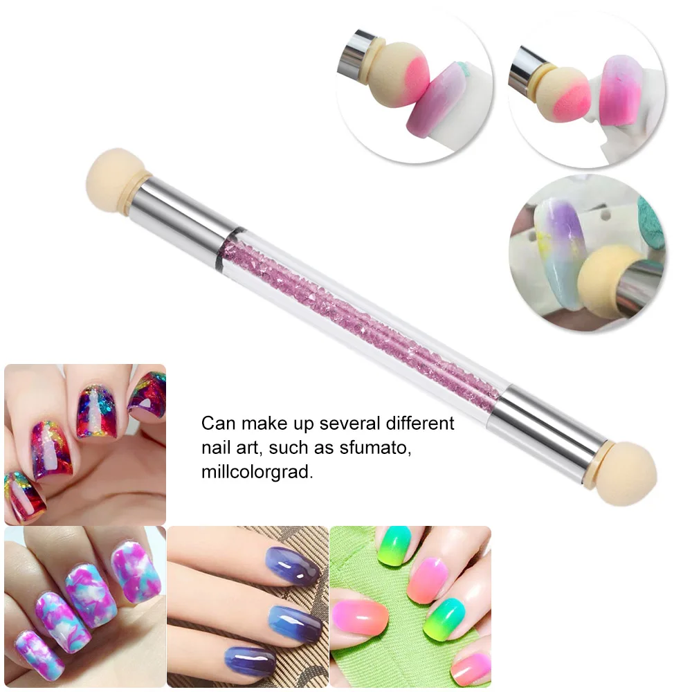 Nail Art gradient Sponge Brush Double-ended Nail Art Brush Acrylic Nail Gradient Shading Pen Nail Powder Brush Manicure Tools