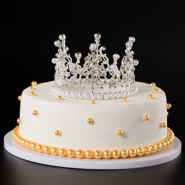 1pcs Pearl Crown Cake Decorative Small Tiaras Crystal Pearl Princess Caketoppers.jpg