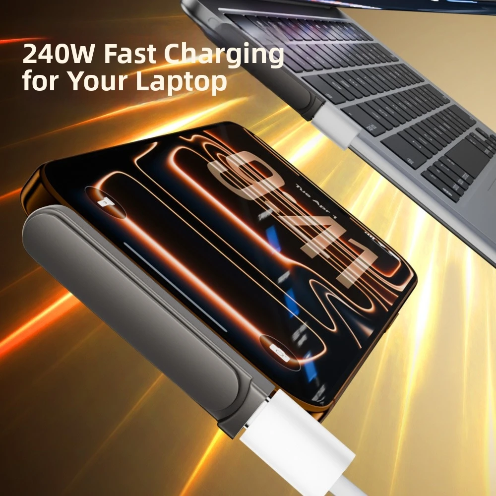 PD 240W 접이식 휴대폰 거치대 데이터 전송 2 in 1 USB C 어댑터 손 가리개 없이 사용 가능 480Mbps 태블릿 지원 여행 사무실 가정용