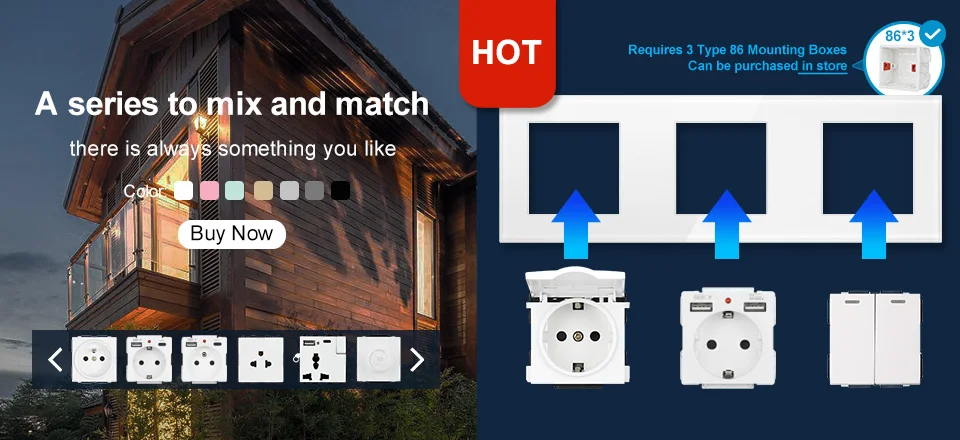 Description Picture 2 of itemSRAN Wall Socket with USB C UK Standard 13A 250V, 86*146mm PC Panel, Universal Electrical Outlets Switch Control