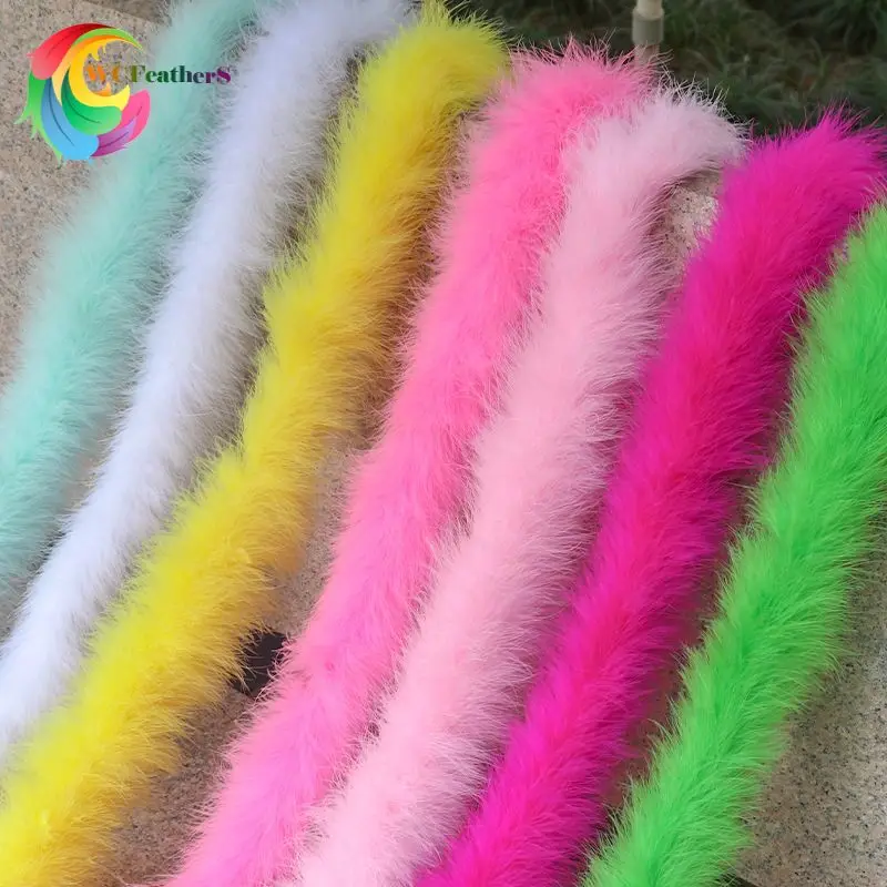 2 Meters Marabou Feathers Boa 48-50 Grams Super Thick Plumes Fringe Trim Crafts Wedding Dress Clothes Decor Sewing Accessories