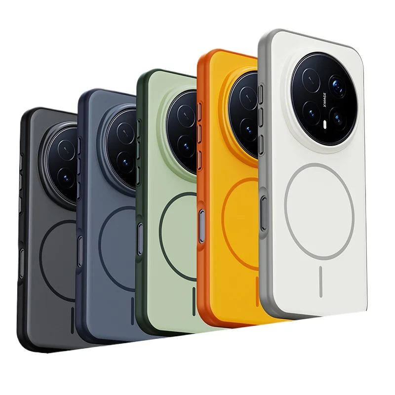 Premium Magnetic Dual-Color Matte Case with Metal Buttons - Smooth Skin Feel Back Cover