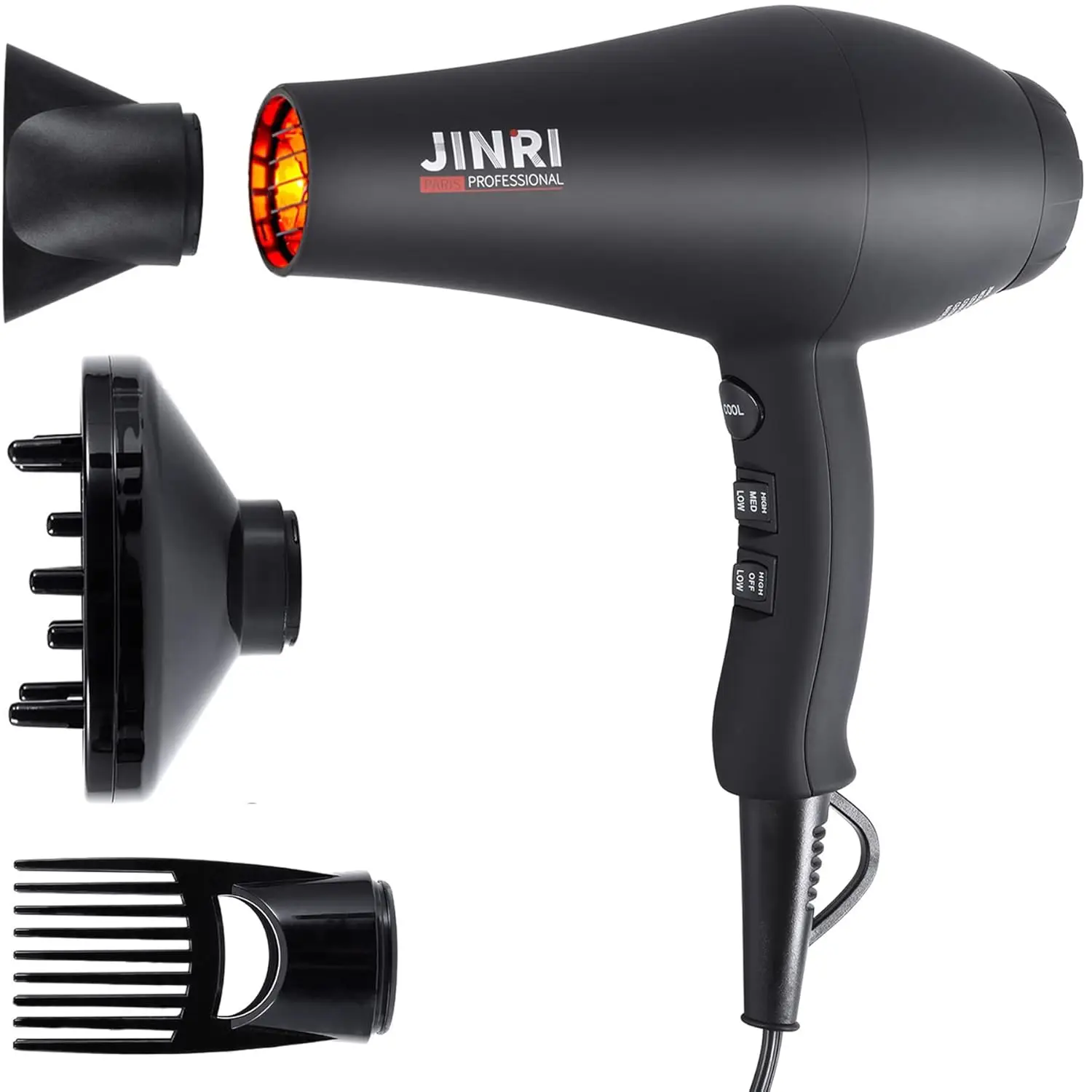 Hair Dryer, Professional Salon Negative Ionic Blow Dryers for Fast Drying, Pro Ion Quiet Hairdryer with Diffuser & Conc