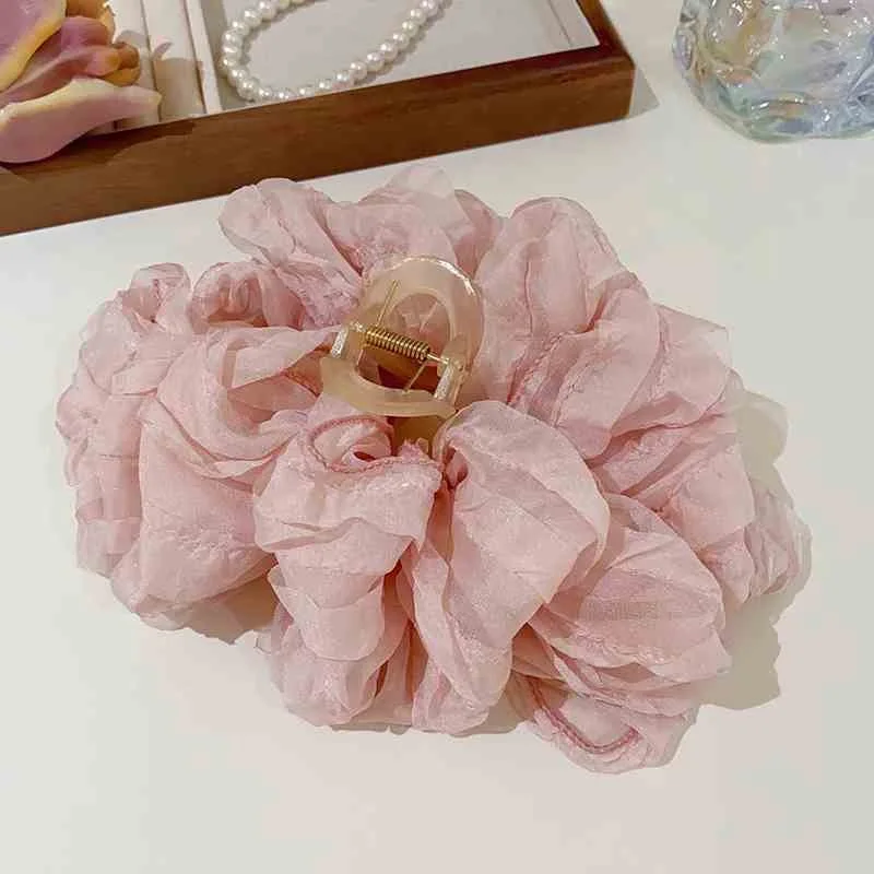 Elegante Chiffon Blume Bogen Haar Klaue Für Frauen Süße Große Hai Haar Clip Krabben Haarnadel Hairgrip Kopfbedeckung Mädchen Haar Zubehör – Detail 21
