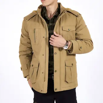 Plus Size Fleece Military Bomber Jacket uomo primavera autunno Casual Multi-pocket Pilot giacche uomo Army Cargo Flight giacche da uomo 1