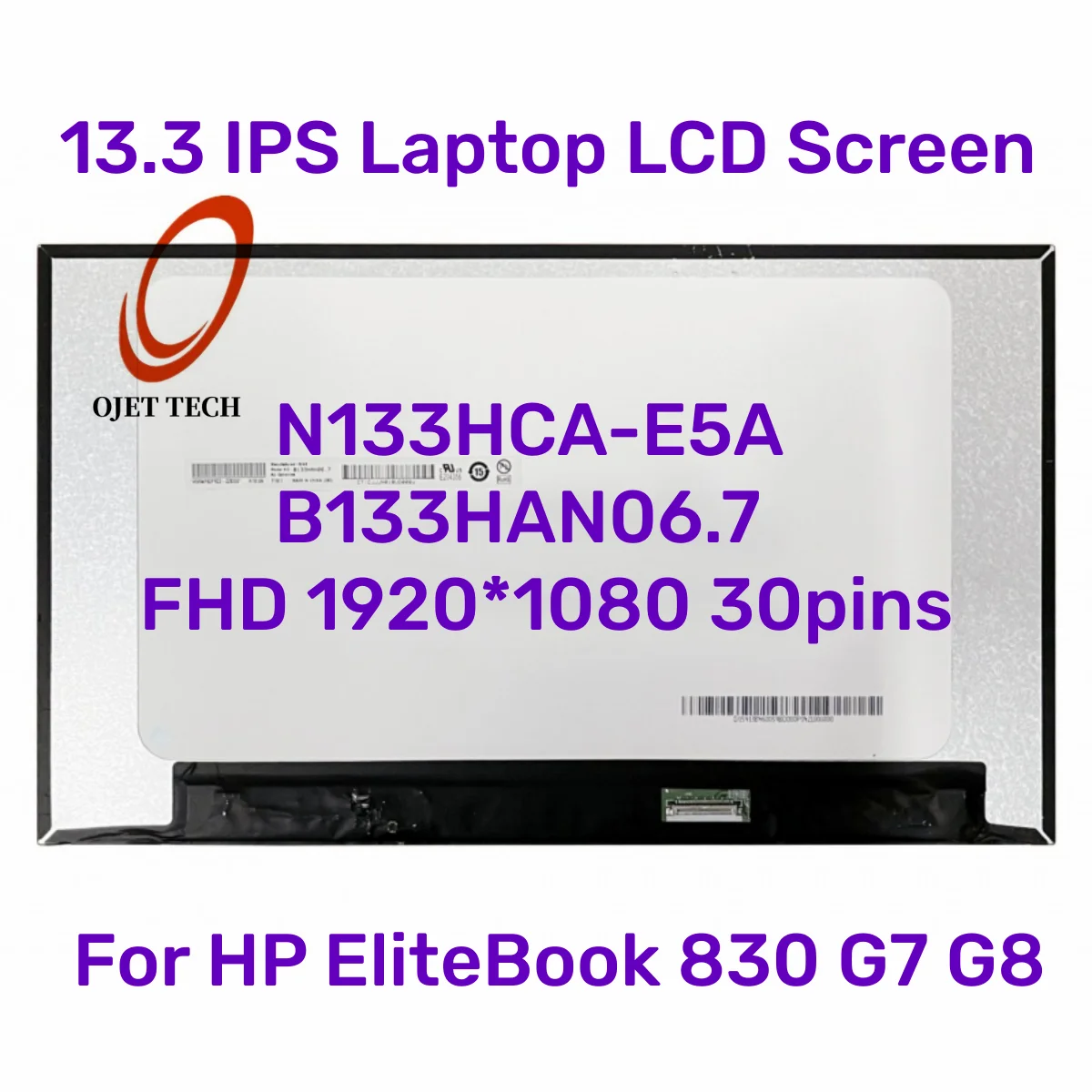 Fhd Laptop Painel de Tela Lcd Fhd Matrix 30 Pinos para hp Elitebook 830 Substituição Display B133han06.7 Fit N133hca-e5a 13.3