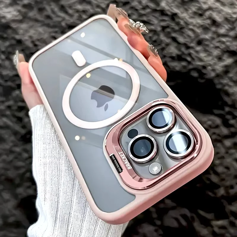 ตัวเลือกสินค้า เคสกันกระแทกแม่เหล็กสุดหรูสำหรับ iPhone พร้อมขาตั้งและฝาปิดเลนส์