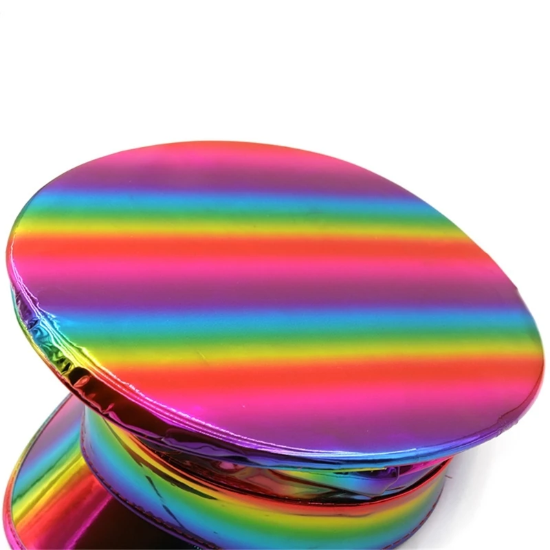 Women Military Hat Patent Leather Military Hat for Women Novelty Glitter Party Hat Sergeant Captain Cap for Stage Club Bachelorette Party