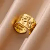 Bagues en acier inoxydable 316L pour femmes, couleur or, anneau ouvert géométrique multicouche, Vintage, étanche, bijoux esthétiques de mariage, cadeau