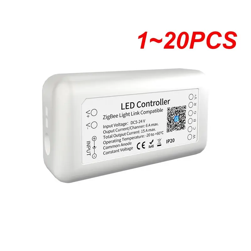 

Умный светодиодный контроллер Tuya Zigbee 3,0, 1-20 шт., RGB + CCT, 6 контактов, зеркальная лента, контроллер для умного дома, голосовое управление, работа с Alexa Google