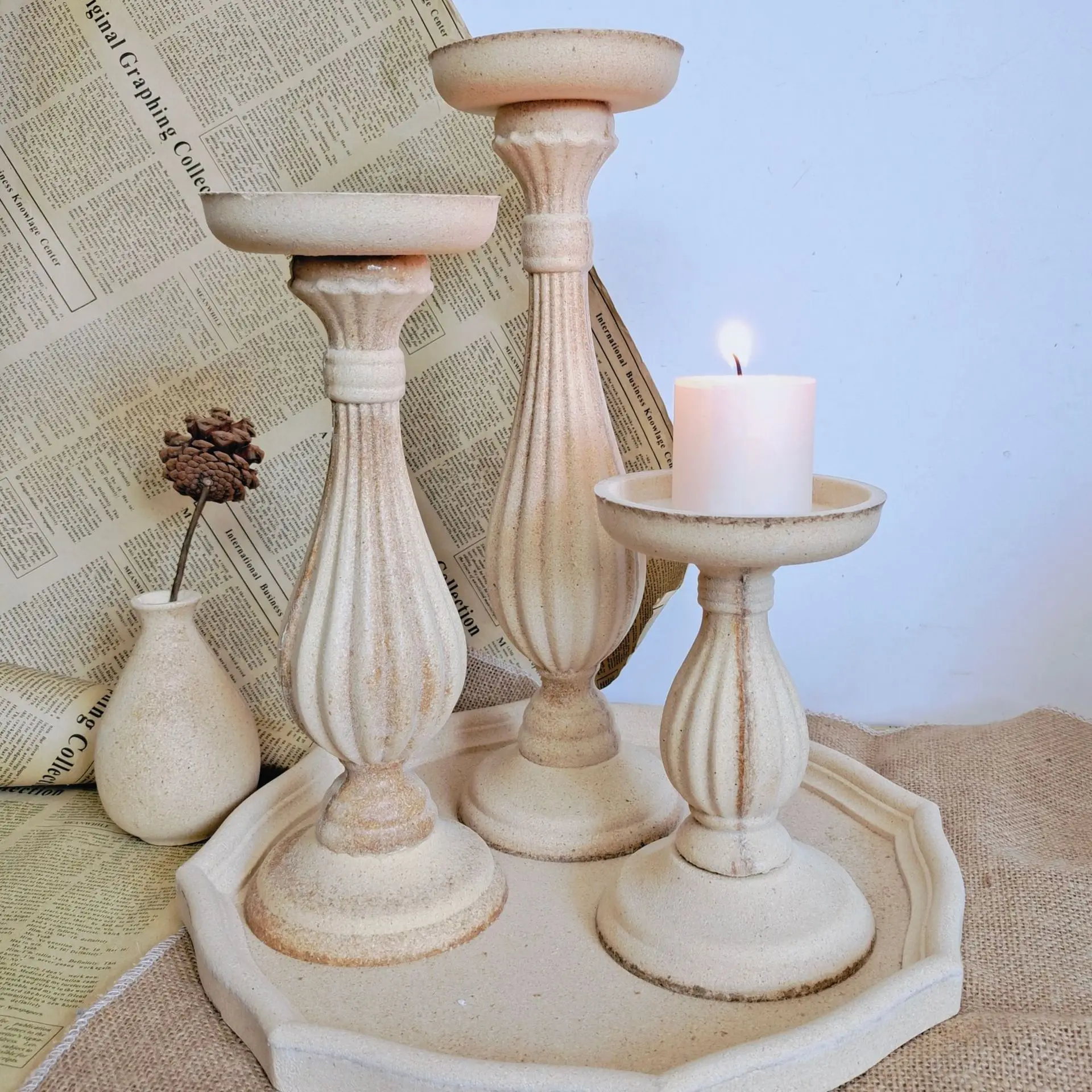 Unfinished Candle Holder Candlestick For Home Decor Wedding Room