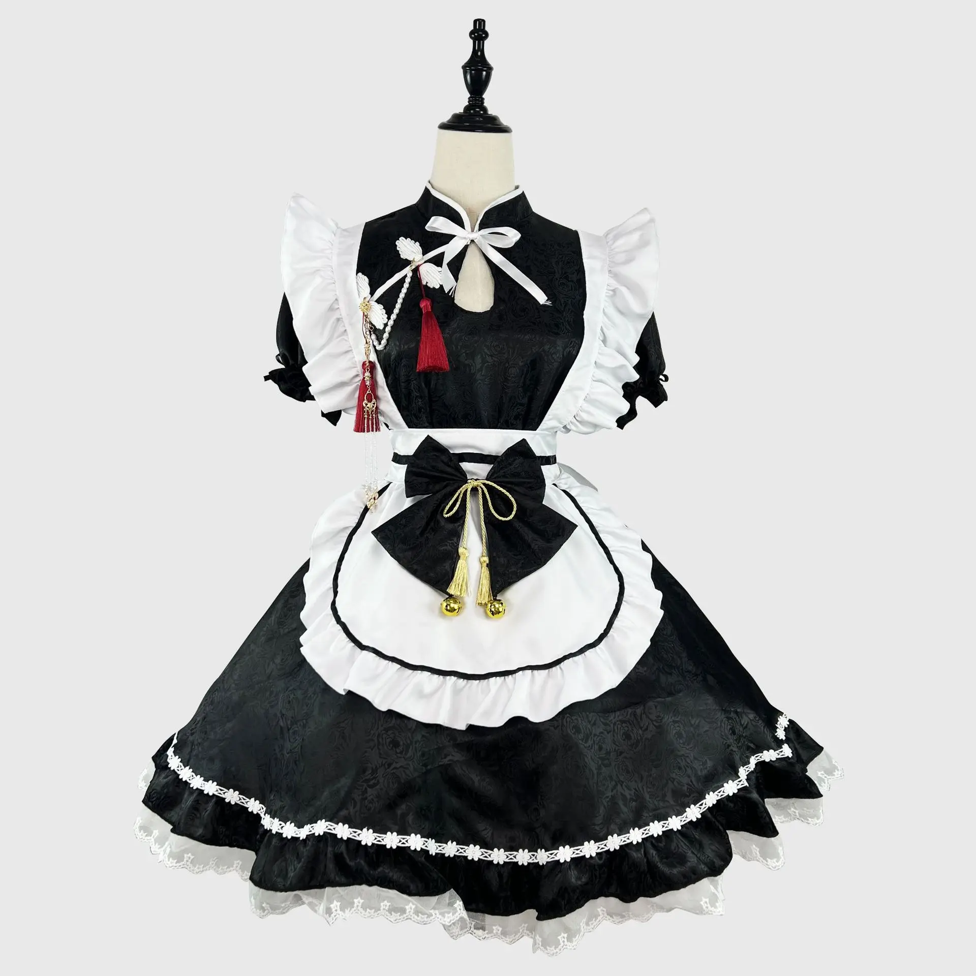 

Anime Black Chinese Lolita Maid Dress Cosplay Costume Red Girl Maid Dress Trending Girls Maid Party Costumes S -5XL