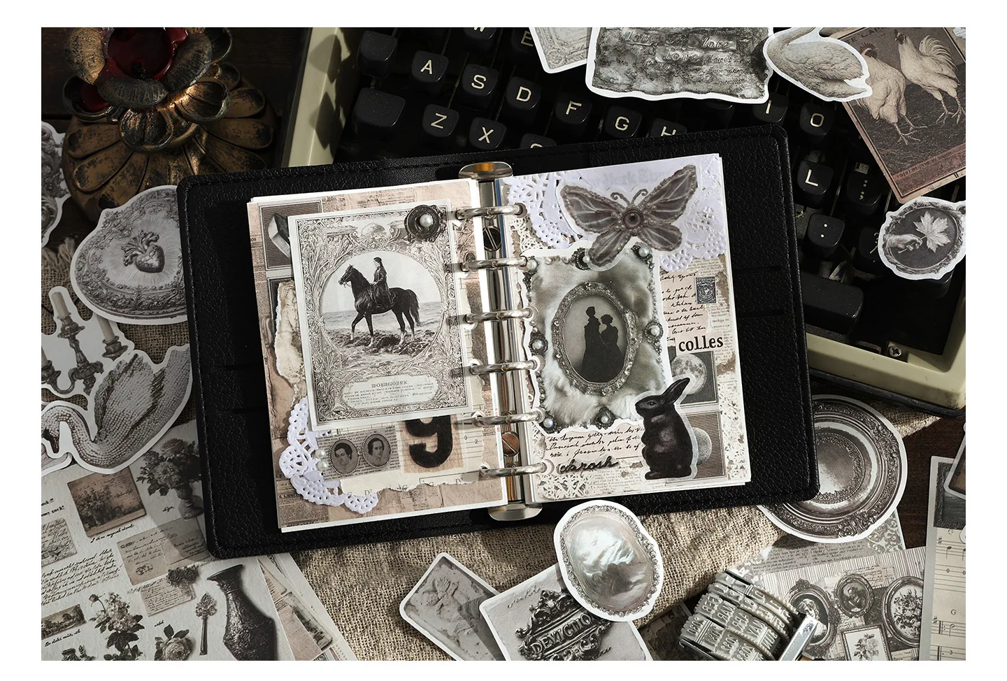Retro Alte Poesie-Manuskripte DIY Handgemachtes Material Sticker-Set Bastel-Enthusiasten DIY Dekoration Schreibwaren-Set – Detail 12