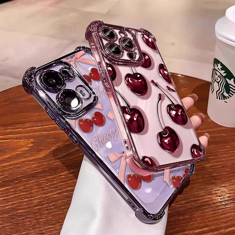 Cute Plating Bow Lichee Pattern Shockproof Transparent Soft Phone Case