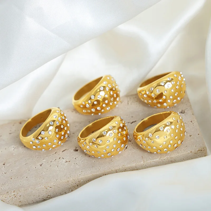Anello Regolabile Donna Placcato Oro 18K - Acciaio Inox, Struttura Scanalata, Ipoallergenico, Con Confezione Regalo