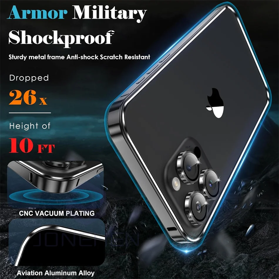 Sleek Aluminum Metal Frame Thin Case - Premium Alloy Titanium Protective Back Cover