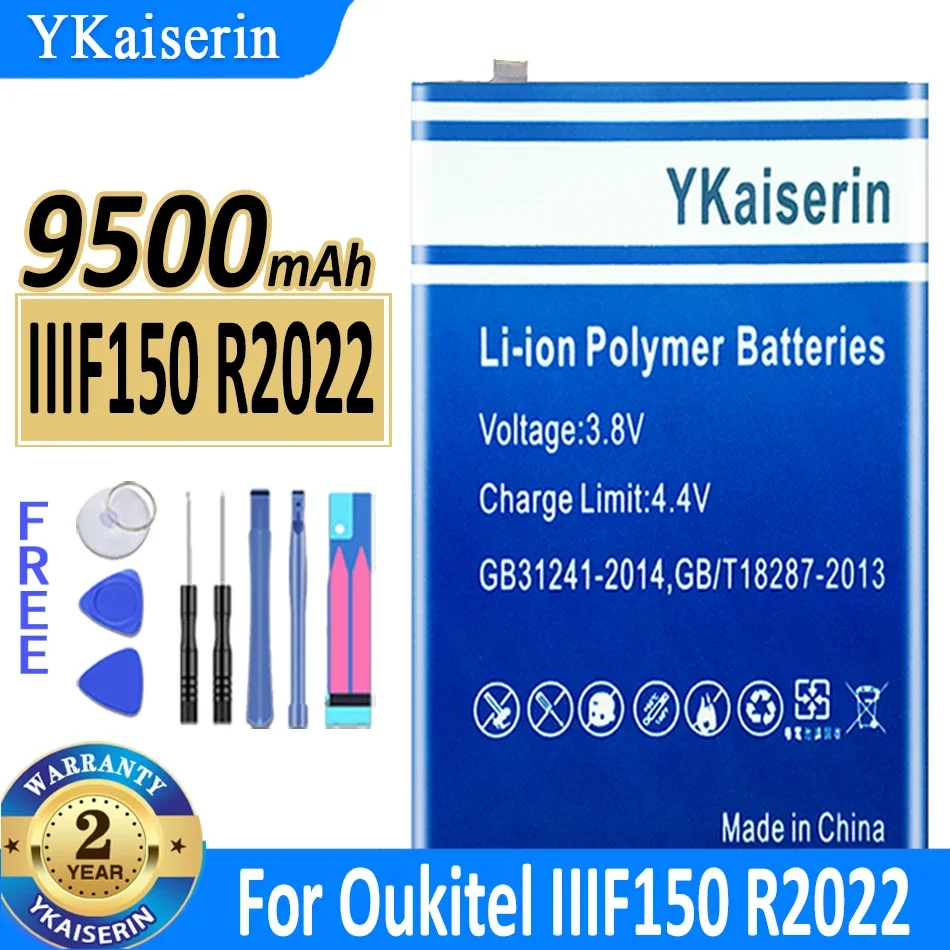 

Аккумулятор ykaisсеребрин 9500 мАч F150 B2021 для Oukitel IIIF150 R2022 R2022 мобильный телефон Batterij