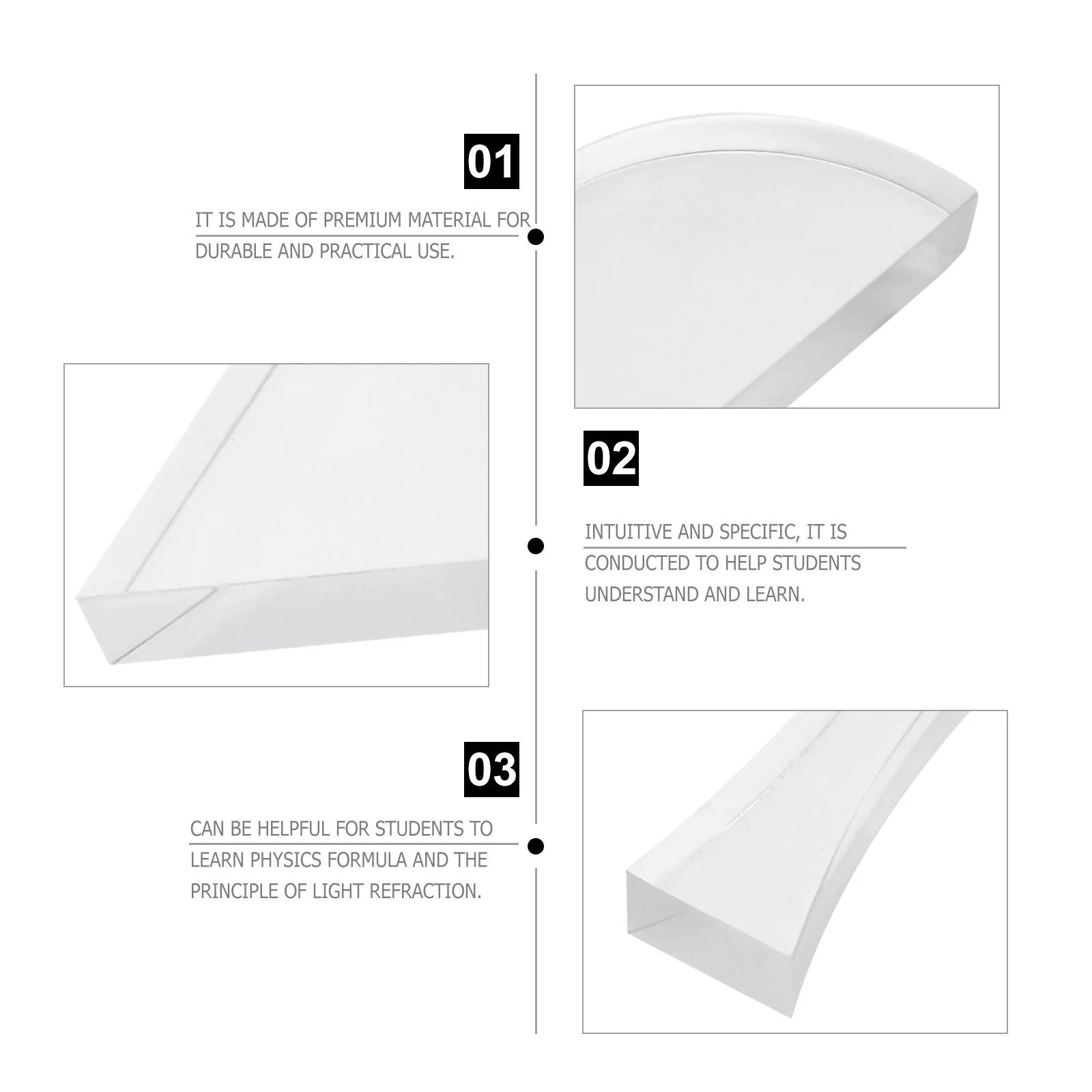 7 Pcs Optical Lens Set Glasses Physics Clear Rectangle Middle School Work for Teaching Kit
