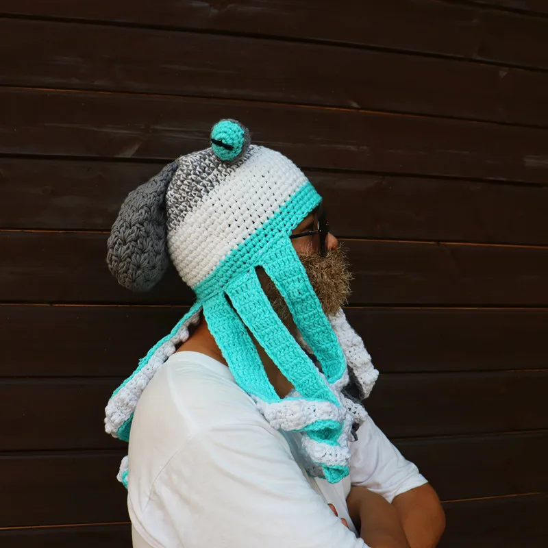 Cappello creativo a forma di polpo, autunno inverno, uncinetto, lana, calamaro, divertente, lavorato a mano, copricapo per Halloween, berretto per bambini, Helloween, papà_voghion.com