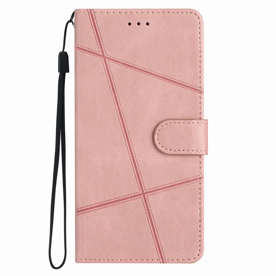 Elegant Wallet Flip Cover with Card Slot - Simple Line Design Phone Case