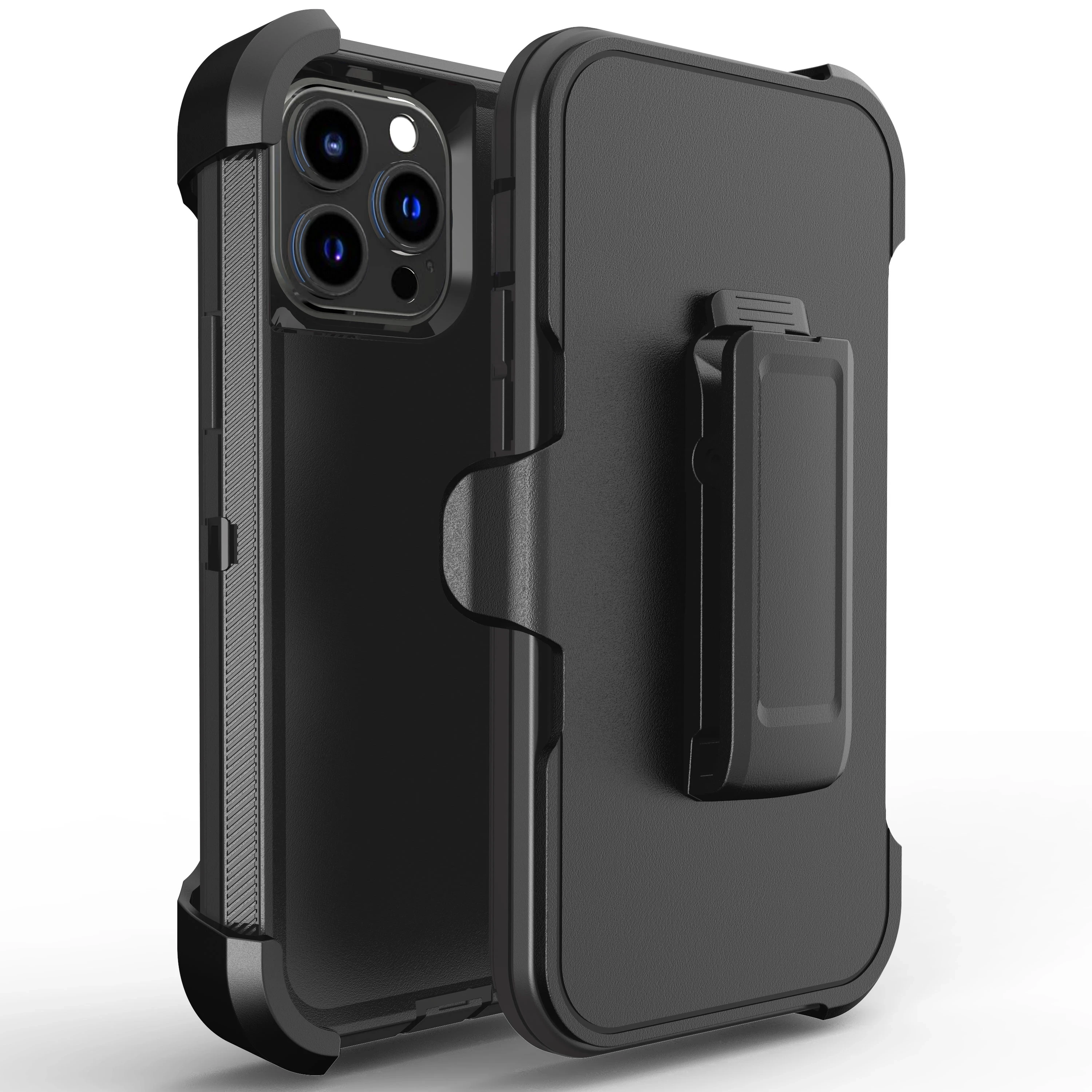 3 IN 1 Heavy Duty Armor Shockproof + Belt Clip Case For iPhone 16 14 13 12 11 15Pro MAX 12/13 MINI XSMAX XR X XS SE 6 7 8 PLUS 3