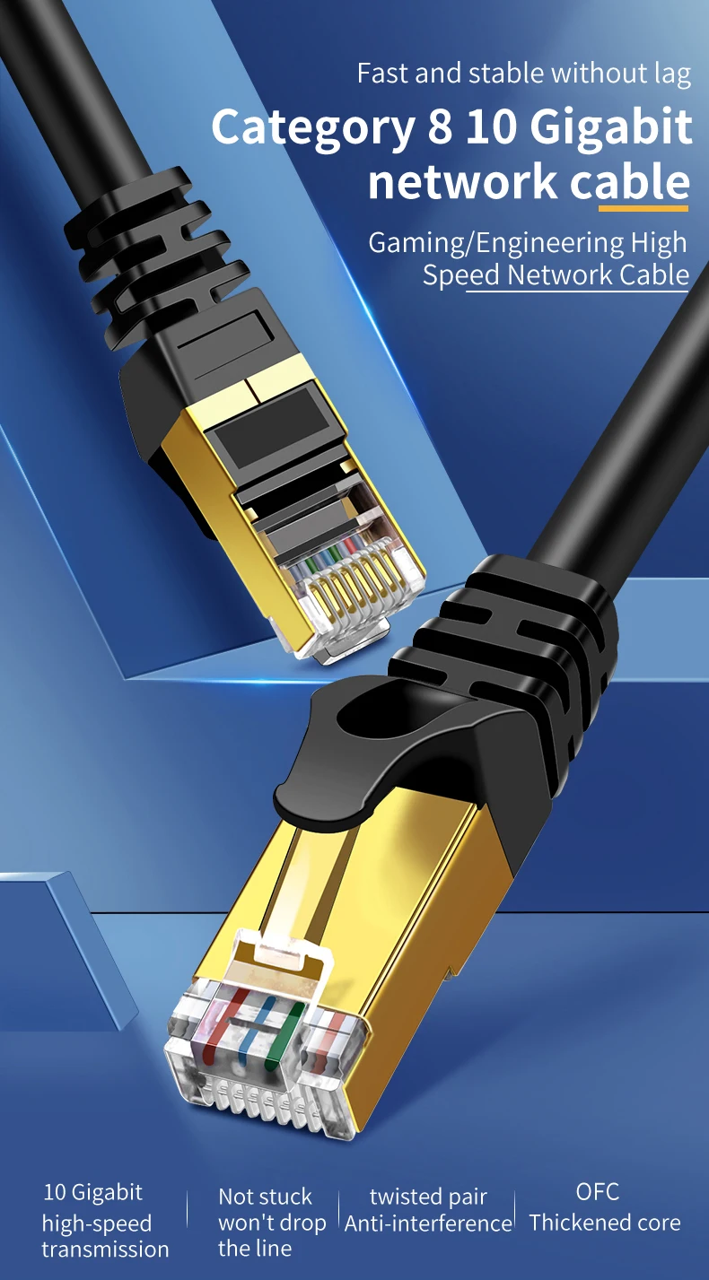 Super Speed Cat 8 Ethernet Kabel Katze 8 SSTP RJ45 Netzwerk Anschluss für Laptop Router 2000MHz RJ45 Netzwerk Kabel – Detail 1