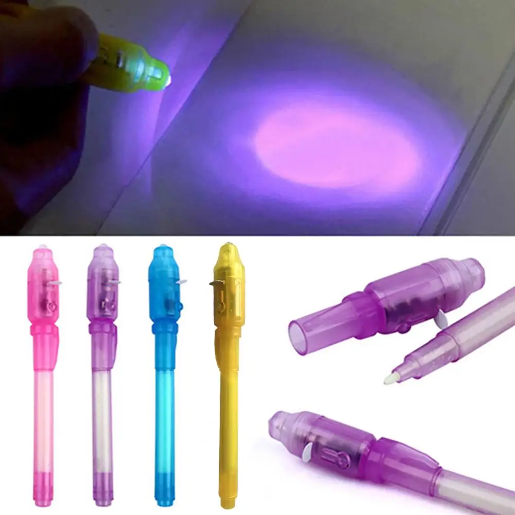 Silver 2 in1 Invisible Ink Magic Security Writing Marker Secret Pen & UV  Light