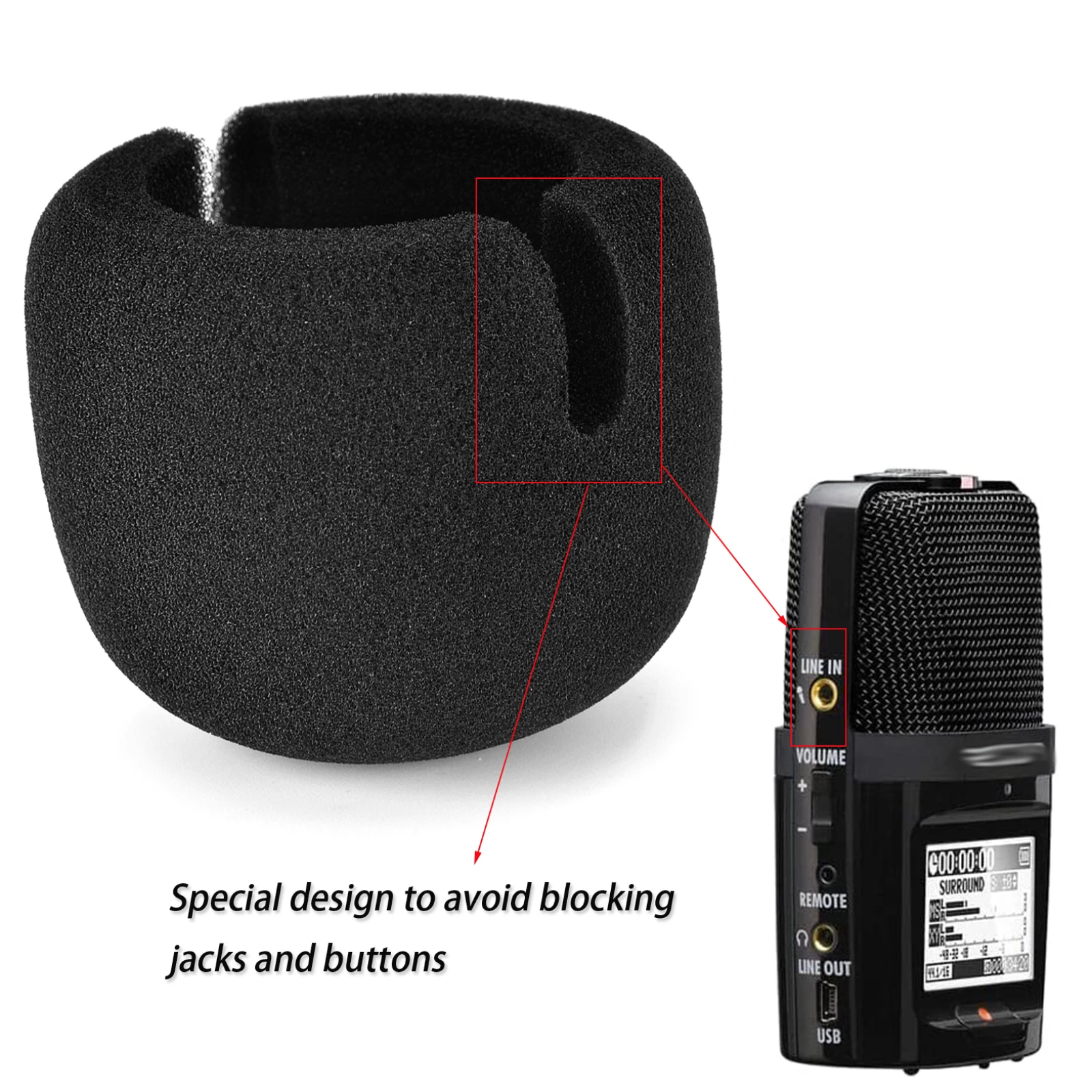Accessori Per Registratori Riutilizzabili Spessi Copertura In Schiuma Copertura Per Microfono Con Scudo Antivento Per Zoom H2N Recorder Copertura Per 