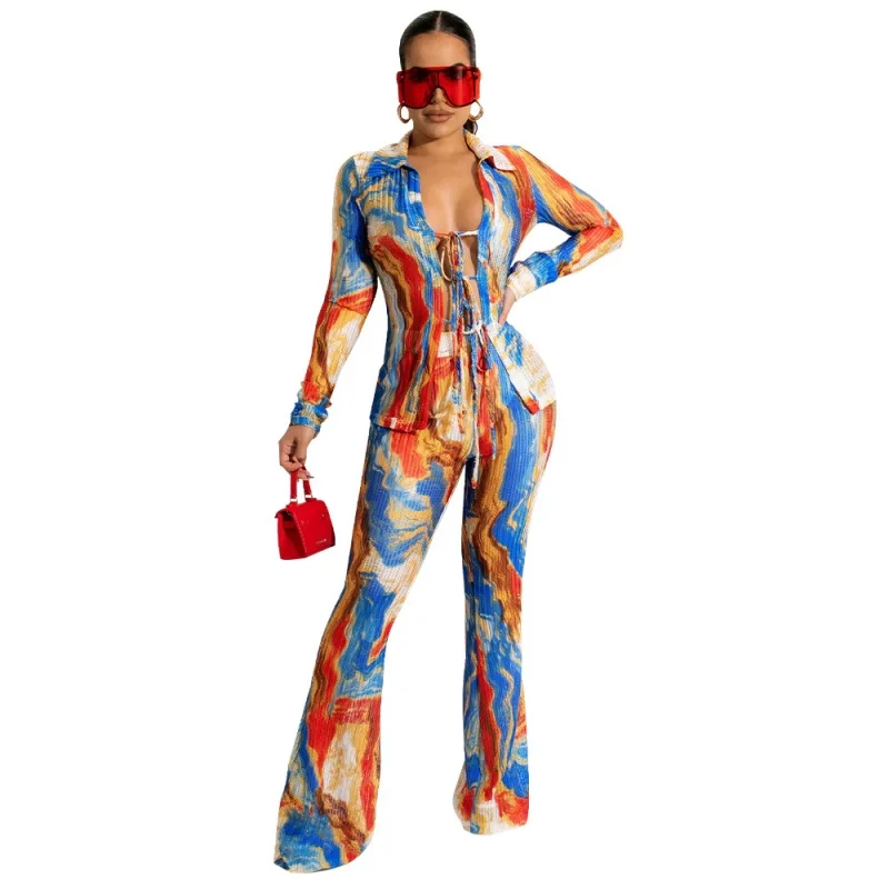 2 Piece Set Africa Clothes 2022 African Dashiki New Dashiki Fashion Suit Top And Trousers Tie-Dye Party S-2XL For Lady 2022 dashiki traditional african clothing two piece set women africaine print bodycon dress pants african clothes