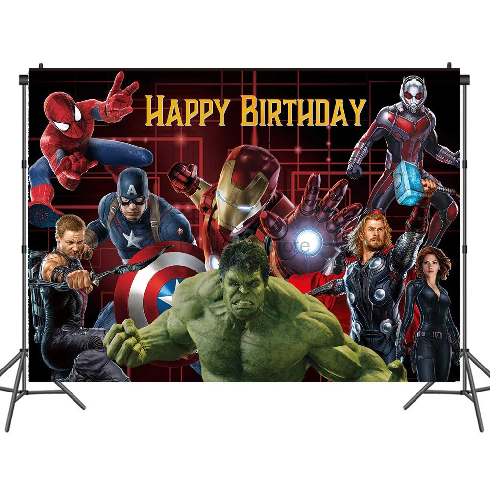 Decoration De Fete D'anniversaire, Super Heros, Spiderman, Iron Man, Hulk,  Batman, Avengers, Banniere En Ballons, Arriere-plan Pour Gateau, Fete  Prenatale