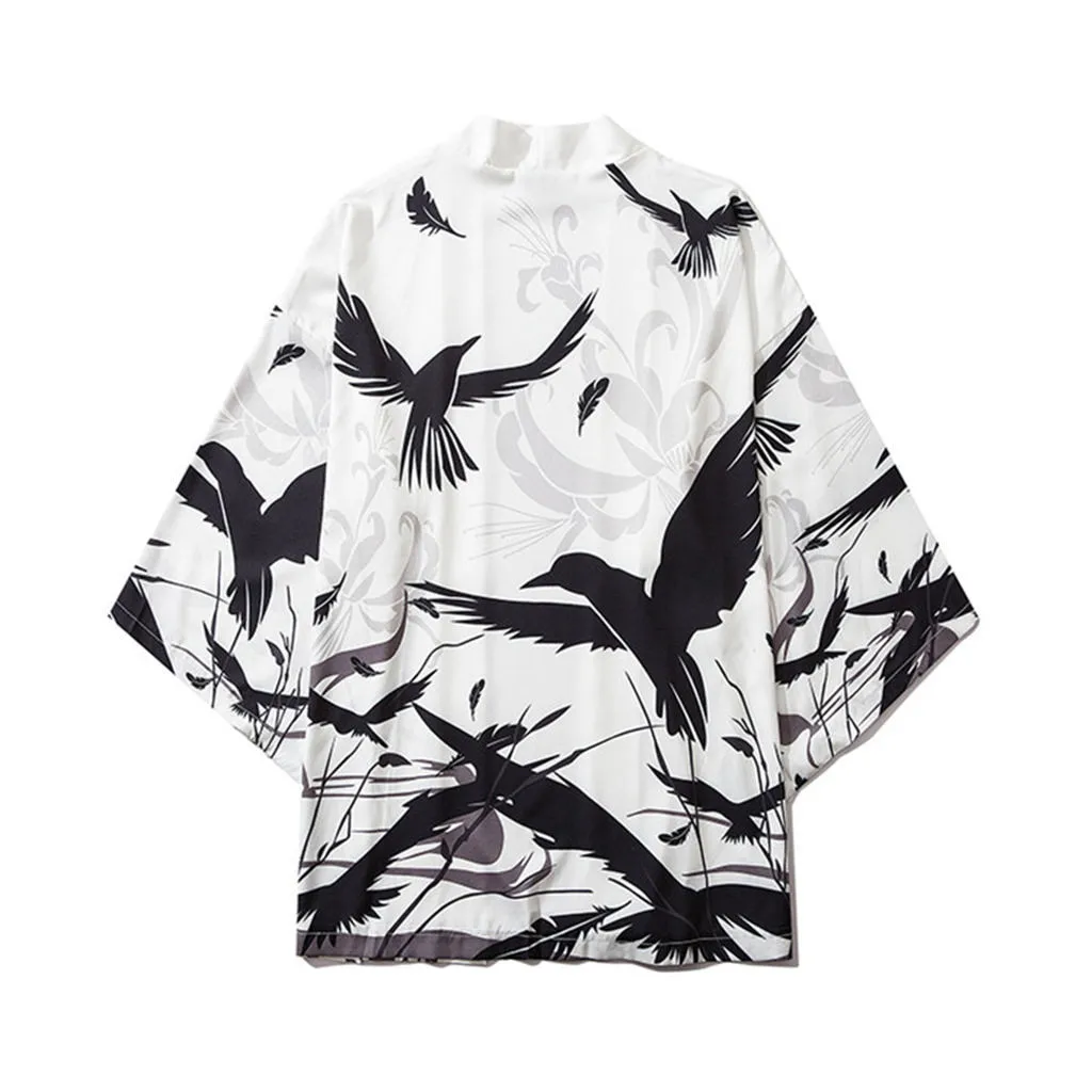 

Cloak Kimono Blouse Mens Japanese Shirts Long Sleeves Womens Oversize Overcoat Traditional Graphic Tees Male Cloak Pullovers