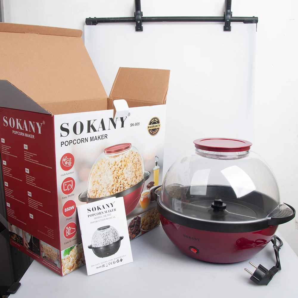 Houselin Popcorn Maker, Hot Oil Electric Popcorn Machine with Large Lid for Convenient Storage 2