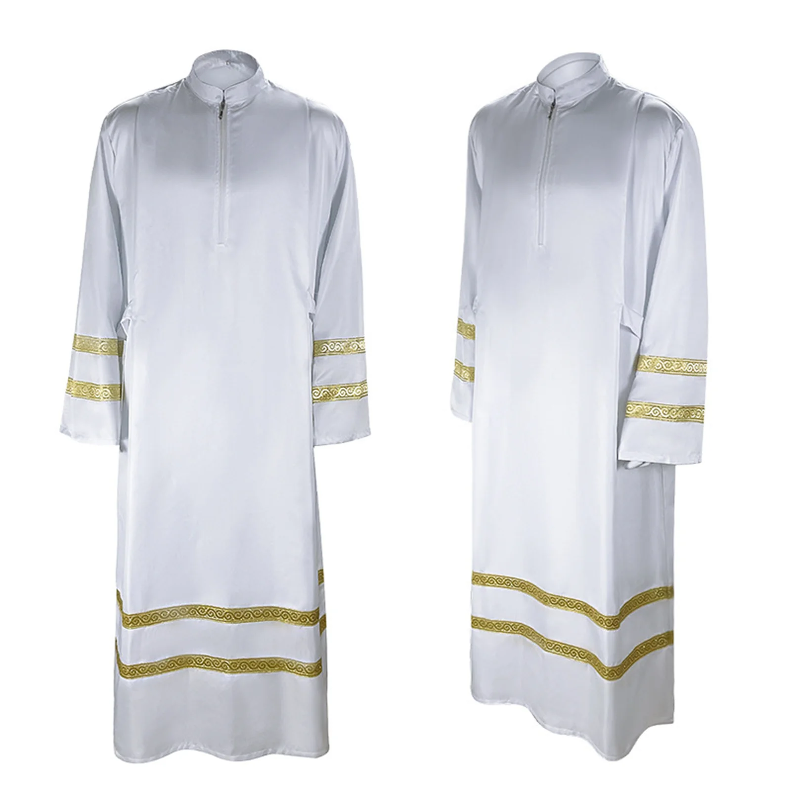 thumbnail image 5 of Túnica de sacerdote blanca, disfraces medievales para cosplay, Halloween, Navidad, fiestas de disfraces, disfraces de iglesia católica para hombres, 5 of 5