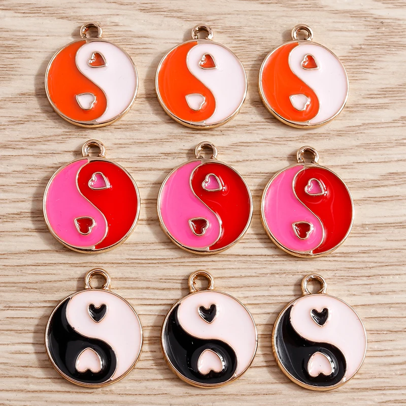 

10pcs 15x18mm Cute Enamel Tai Chi Yin Yang Charms Pendants for Jewelry Making Drop Earrings Necklaces DIY Bracelets Crafts Gifts