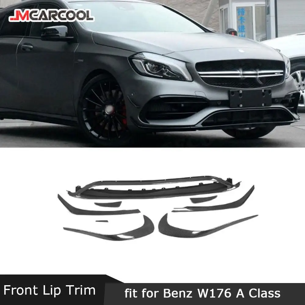 

For Benz A Class W176 A45 A200 A250 AMG 2016-2018 Front Lip Side Bumper Trims Carbon Fiber/ABS Front Splitter Canards Fins 8PCS